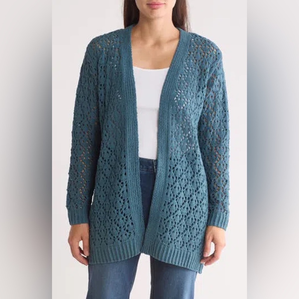 DR2 Teal Open-Knit Cardigan